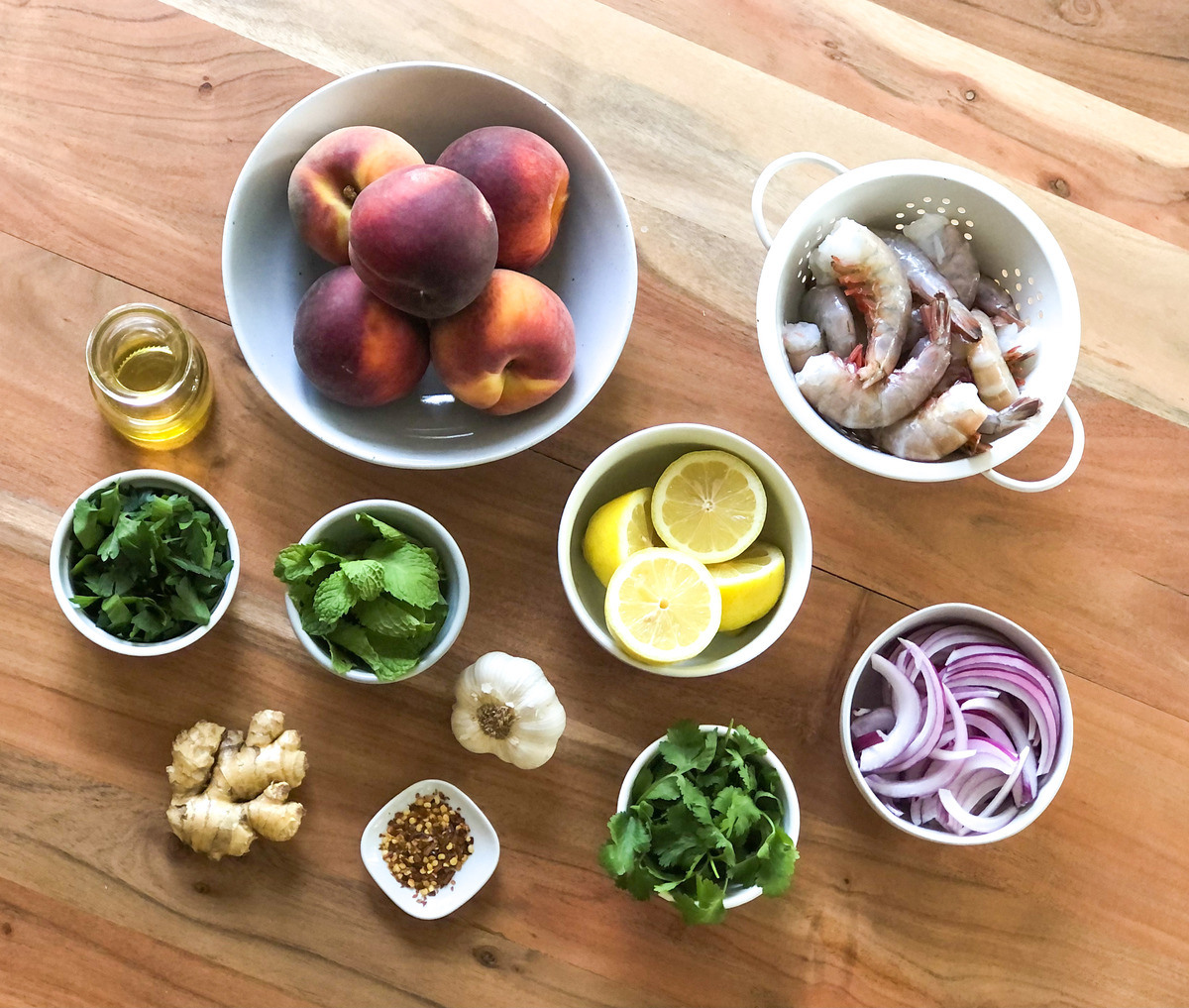 Marinated Grilled Shrimp and Peaches